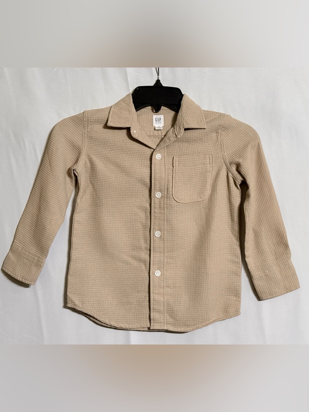 NWT GAP Kids Tan Waffle Texture Long Sleeve Shirt Size XS (4-6)